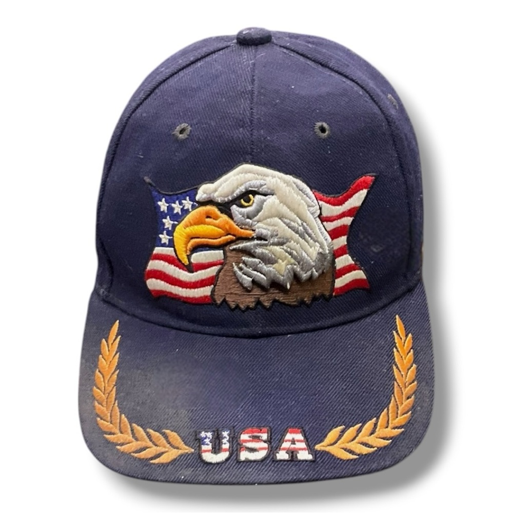 🦅 USA Eagle Flag Hat Navy Embroidered Adjustable‎ Cap